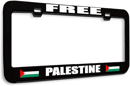 Speedy Pros Metal License Plate Frame Free Palestine Palestinian Country Metal Tag Holder Car Accessories Black 2 Holes 1 Frame